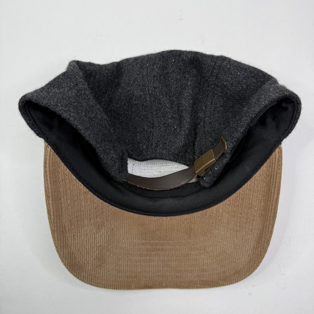 Brixton 5 Panel Camper Hat Charcoal Grey Wool Tan Corduroy Brim Leather Strap - Picture 7 of 9